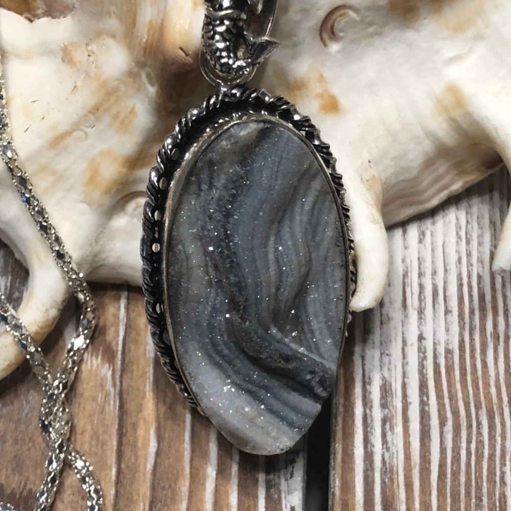 NWOT Desert Druzy Silver Mermaid Pendant - WJ14384